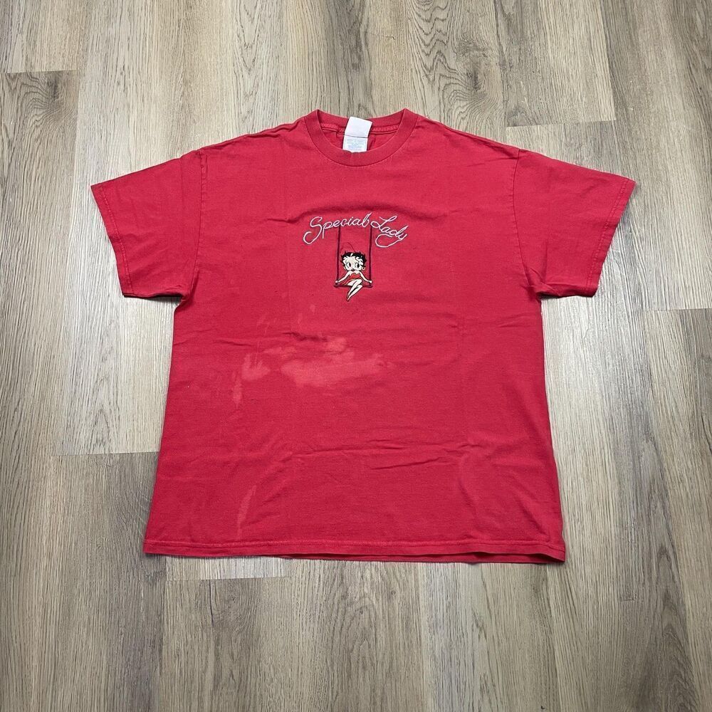 Vintage Betty Boop Shirt Womens XL Red Special Lady Cartoon Graphic Tee 90s